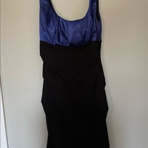 Fitted dress size XS Blue silk and black bottom